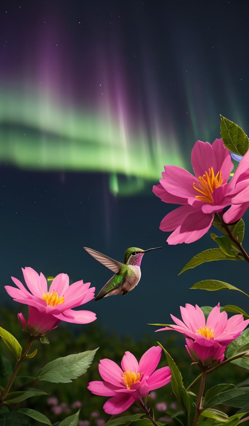 08424-751909384-professionally taken macro shot of a hummingbird feeding on a Prunus flower, BREAK background night sky is lit up with aurora bo.png